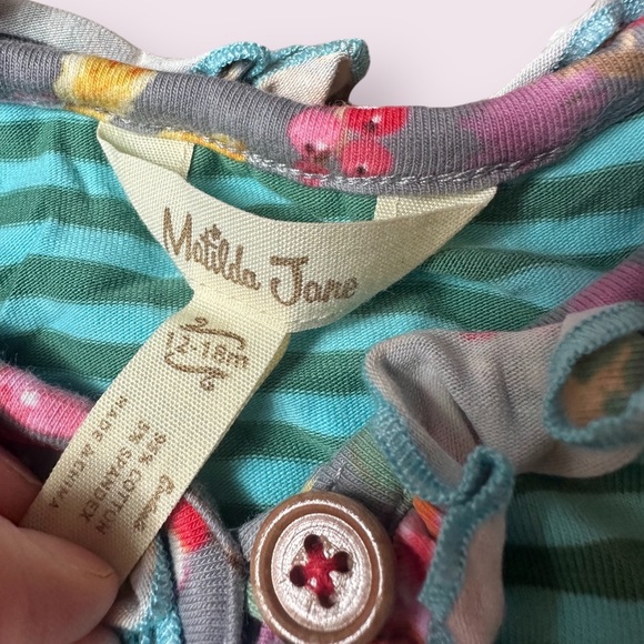 Baby Matilda Jane Stripe Polka Dot Fall Floral Print Mushroom Dress 12-18 Mon - Picture 10 of 10